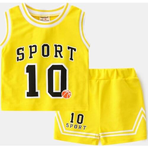 Summer Breathable Boys Sets Sweat Vest + Shorts Cool Fabric Kids Outfit Active Childrens Clothes