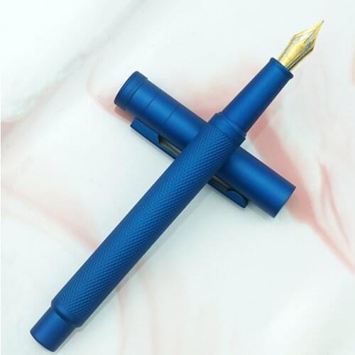 Hongdian Light Blue Forest Metal Fountain Pen Golden EF/F/Bent Nib Ink Pen Beautiful Tree Texture Business Office Writing Gift