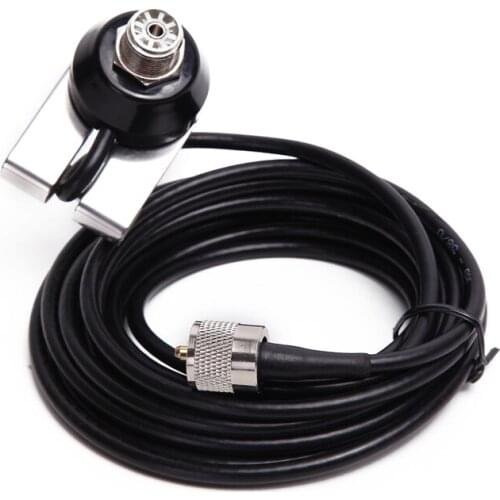 Mini Stainless Steel Mount Bracket Clip with 5M Extension Coaxial Feeder Cable for Kenwood Yaesu TYT QYT Mobile Radio Antenna