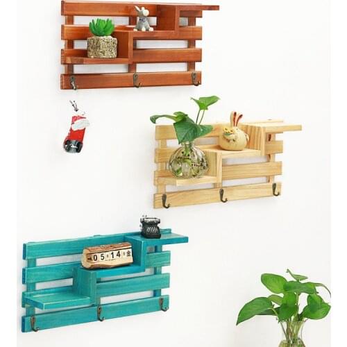 Nordic Retro Solid Wood Multifunctional Staircase Wall Shelf Kitchen Bedroom Living Room Wall Decoration Storage Organizing Rack