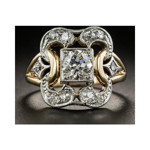 Fashion Simple Gold Color Ring Exquisite Women Inlay Zircon Ring Charm Romantic Bride Luxury Wedding Engagement Jewelry