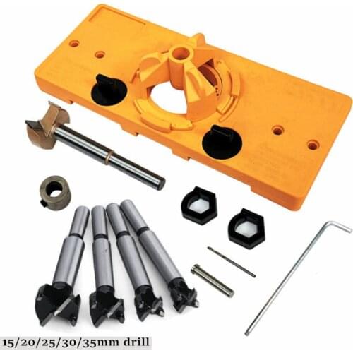 15mm-35mm Cup Style Hinge Jig Boring Hole Drill Guide Forstner Door Hole Template Wood Cutter Carpenter Woodworking Tools
