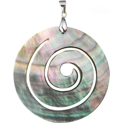Natural Abalone Shell Pendant Round Vortex Spiral Mother of Pearl Charms Pendants for Jewelry Making DIY Earring Necklace