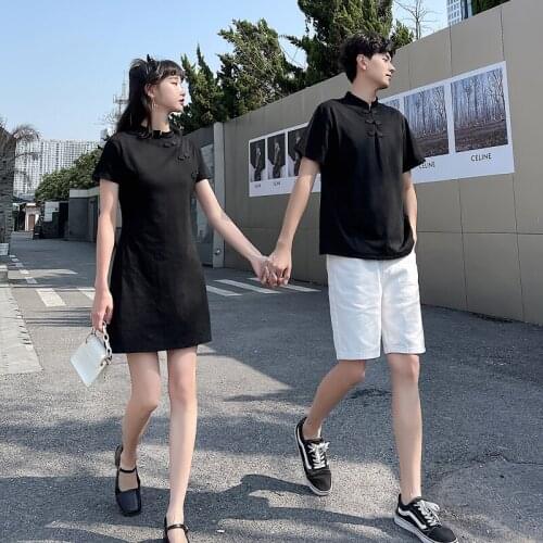 Lovers wear 2021 new Chinese style improved cheongsam suit couples clothes couples clothing