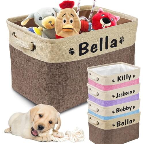 Personalized Pet Dog Toy Storage Basket Free Print Name Storage Baskets Foldable Pet Toys for Dogs Clothes Shoes Pet Accessories