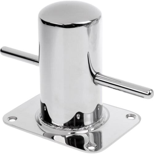 Polished Marine 316 Stainless Steel Single Cross Bollard Boat Yacht Mooring Cleat Hardware with Heady Duty Base