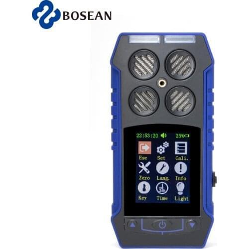 Portable 4 in 1 Gas Detector O2 CO2 H2S NH3 Four Alarm methods three-proof Connect with computer Store Data Alarm detector