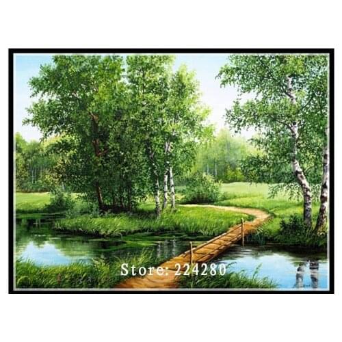 Needlework,DIY 14CT unprinted Cross stitch Embroidery The lanes in forest arts Counted White canvas Cross-Stitching embroidery