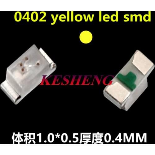SMD LED Chip Yellow 0402 (1005) Surface Mount SMT Beads Light Emitting Diode LED Lamp 50PCS