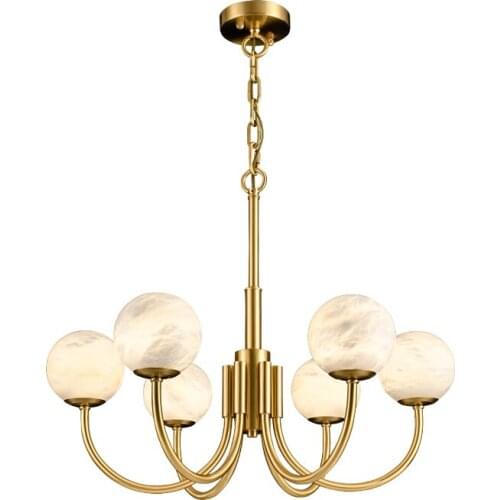 Modern minimalist marble chandelier all copper living room dining room bedroom study designer creative lamps