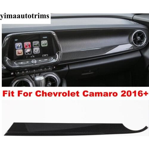 Carbon Fiber Look Car Interior Central Control Frame Decals Cover Strip Trim Accessories Decor For Chevrolet Camaro 2016 - 2020