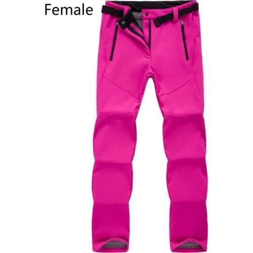Outdoor mens and womens fleece soft shell pants autumn and winter thickening and warm waterproof mountaineering ski pants