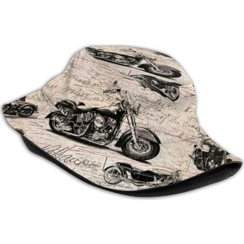 Vintage Collage On A Retro Letter Background Flat Top Breathable Bucket Hats Old School Cylinder Machine Old Timer Motor