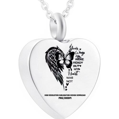 Heart Shaped Cremation Jewelry Butterfly Angel Wing Necklace Stainless Steel Urn Pendant Aluminum Cat and Dog Urn