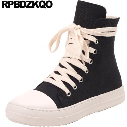 Sneakers trainers high top 13 black platform lace up round toe designer flats women size 43 large 12 44 plain canvas shoes brand