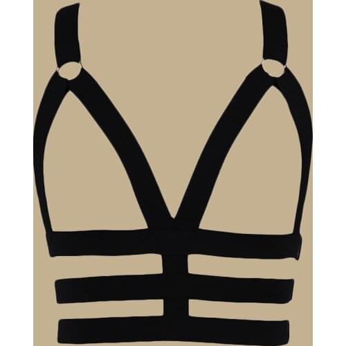 Goth Top Body Harness Belt Black Woman Bondage Sexy Lingerie Cage Bra edgy festival clothes Adjustable body cage