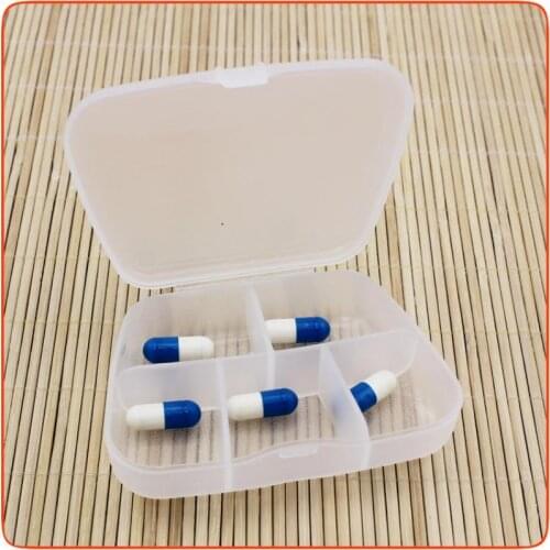 1pc Portable 5 Grid Pill Box Transparent Pill Box Small Object Box Jewelry Case