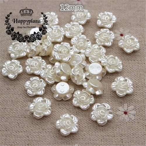 100pcs 12mm Resin ABS Rose Flower(with hole) FlatBack Cabochon DIY Scrapbooking Craft/Wedding Decoration