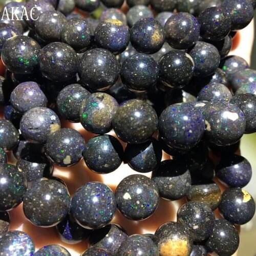 AKAC 10-10.5mm 11+-0.2mm 100% natural black fire opal bracelet gemstone for women men bracelet