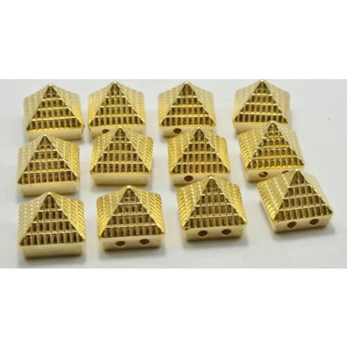 50 Gold Tone Metallic Rock Punk Square Pyramid Spike Beads for bracelet 10X10mm