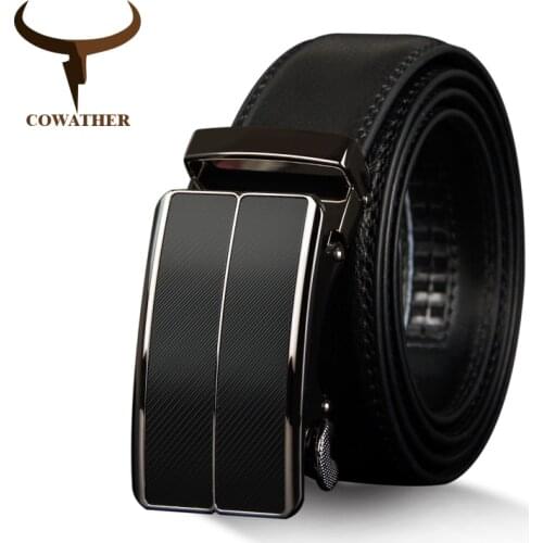 COWATHER New Arrival cow genuine leather mens belt cowhide strap for male automatic buckle belts for men alloy buckle belts