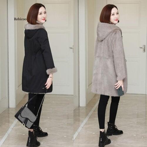 Womens Overcoming Mid-Length Double-Sided Imitation Mink Coat Mink Coat New Imitation Fur Coat