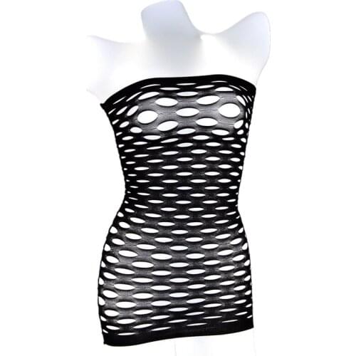 Elasticity Cotton Lenceria Sexy Lingerie Fishnet Open Crotch Baby Doll Dress Erotic Underwear Women Sex Costume Nightdress E8927