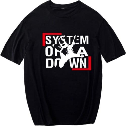Harajuku System Of A Down Punk t shirt men cotton Hop-hip vintage TShirt oversized Streetwear Nu-Metal tops Tees men clothing