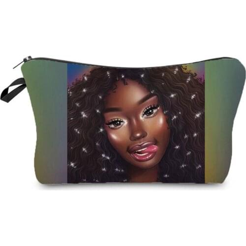 Hipster Cool Afro Girl Print Storage Bag Selling Multifunction Toiletry Bags Travel Portable Storage Handbags Custom Pattern