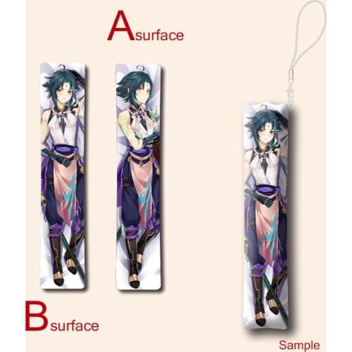 Game Genshin Impact Xiao Mini Dakimakura Keychain Double Sides Print Pillow Hanging Ornament Cosplay Collection Gifts