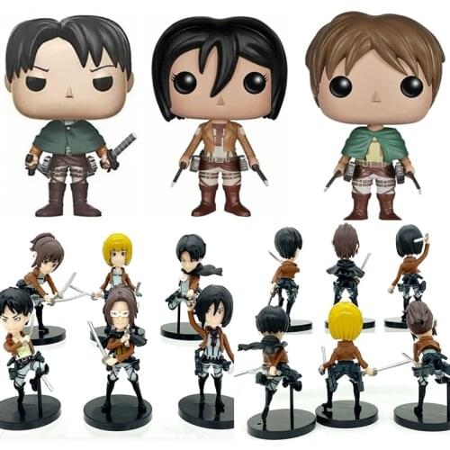 Attack On Titan Figure Anime Levi 235 Mikasa Ackerman 21 Eren Yeager Figure Armin Arlert Hanji Zoe Sasha Braus Collection Toys