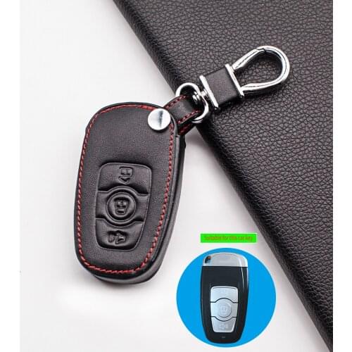 Wear Tesistant Genuine Leather Car Key Fob Cover for Great Wall Haval H6 2015 C50 Hoist Case Key Wallet Chain protect shell