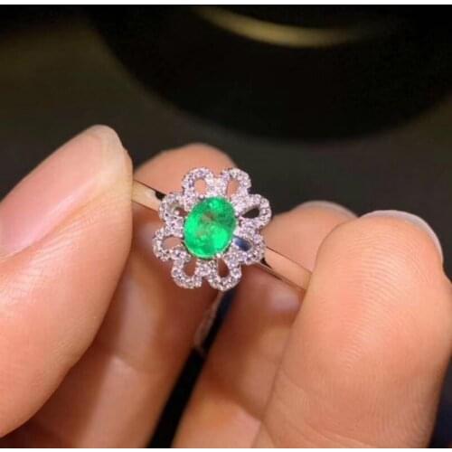 Emerald Ring New 925 Sterling Silver Natural Gemstone Precious Gift for Girl