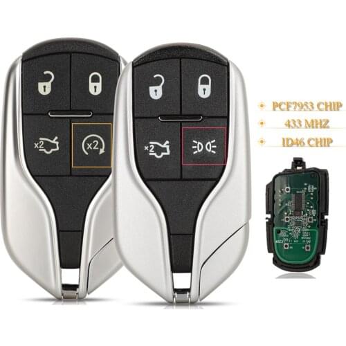 Kutery 4 Buttons Smart Remote Car Key Fob 433MHz ID46 Pcf7953 For Maserati Quattroporte Ghibli 2012 2013 2014 2015