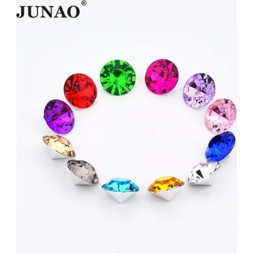 JUNAO 3mm 17 Color Clear Crystal AB Rhinestone Pointback Strass Crystal Stones Round Acrylic Gems For DIY Jewelry Nail Crafts