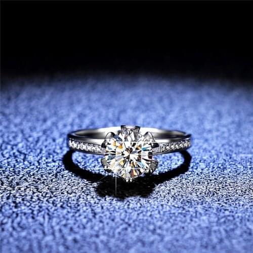 Silver Diamond Test Passed Excellent Cut 1 Carat D Color Good Moissanite Blossom Ring Silver 925 Romantic Flower Rings Jewelry