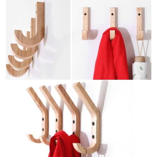 MH003 Oak Wood Creative Bathroom Hook Rack Wall Mount Multipurpose Hallway