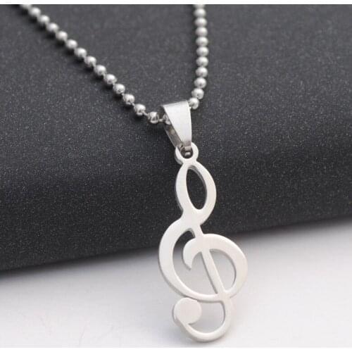 5 Stainless steel Clef Note Music singer Symbol pendant Necklace Logo Musical Emblem Talisman Charm Notation Sign jewelry