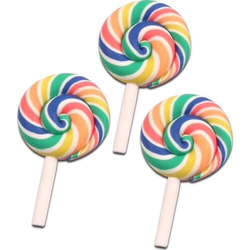 LF 10Pcs Clay Lollipop Decoration Crafts Flatback Cabochon Embellishments For Scrapbooking Diy Kawaii Accessories