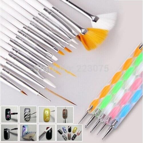 HOT New 20pcs Nail Art Pen Tools Design Set Dotting Painting Drawing Polish Brush SALE