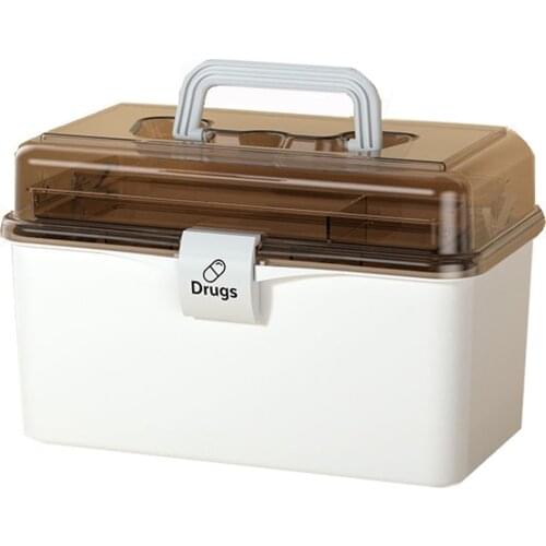 3 Layers Large Capacity Medicine Chest First Aid Container Storage Box Medicial Orginizer with Handle for Household Travel Car