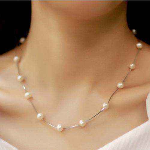 Fashion Charm Jewelry Pendant Chain Faux Pearl Choker Short Necklace