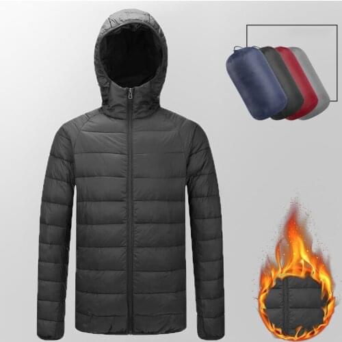 Down jacket male winter jacket light portable warm hooded down jackets men Solid Windproof mens parka winter Mens coat