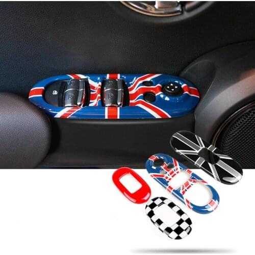 Union Jack Door Window Control Cover Lifter Switch Interior Mouldings Handrail Cover Sticker For Mini Cooper F55 Car Accessories