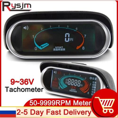 NEW LCD Digital 12v 24v Excavator Car Truck tachometer for boat motor rpm meter for diesel moto 50-9999RPM auto gauge tacometro