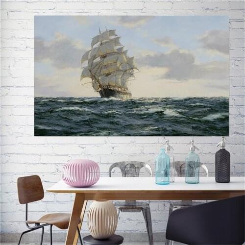 About ship storm sea poster canvas painting noridc poster wall pictures for living room decoration cuadros decoracion salon