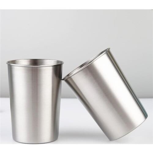 Drinkware 304 Stainless Steel Cups With Juice Beer Glass Portion Cups Tumbler Pint Metal Outdoor Drinking Mug