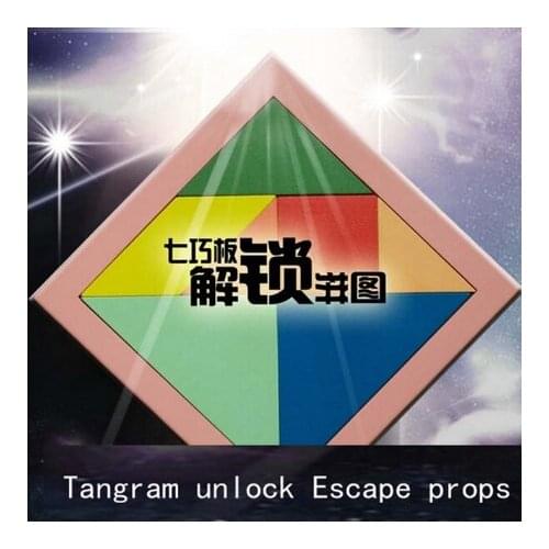 Tangram game props tools seven-piece puzzle unlock simulation Room Escape prop puzzles open the magnetic lock