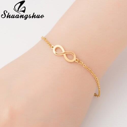 Shuangshuo New Fashion Lucky Number 8 Bracelets Bangles Best Sellers Infinity Chain Link Bracelets for Women Accessories Jewelry