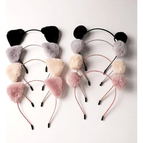 Sweet Cat Ears Head Bands Fashion Hair Balls Plush Hairband Headband Women Girls Hair Hoop Birthday Party Hair Accessories